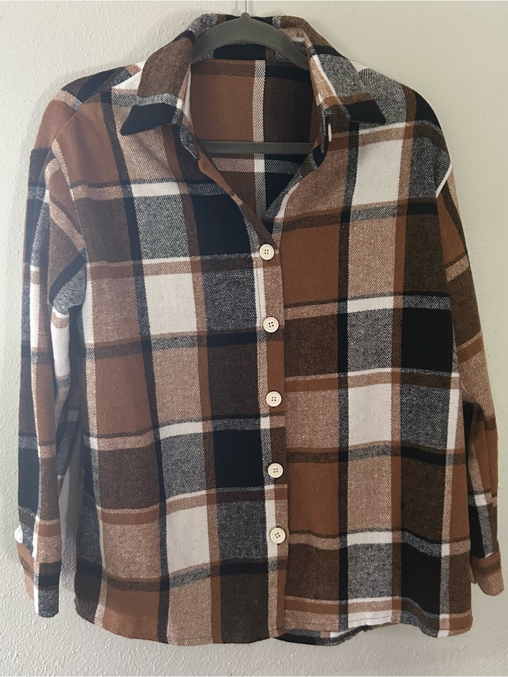 NWOT Brown/Black Plaid Button-Up Jacket / Shacket